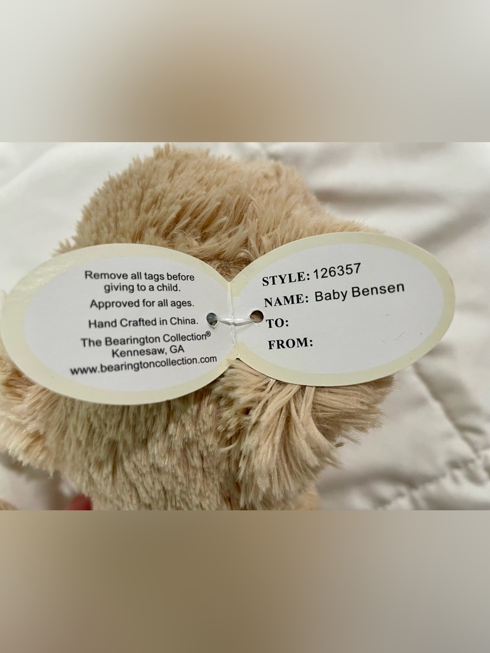 Bearington Collection Baby Bensen Teddy Bear Plush 10" Soft Stuffed Animal - Picture 5 of 13